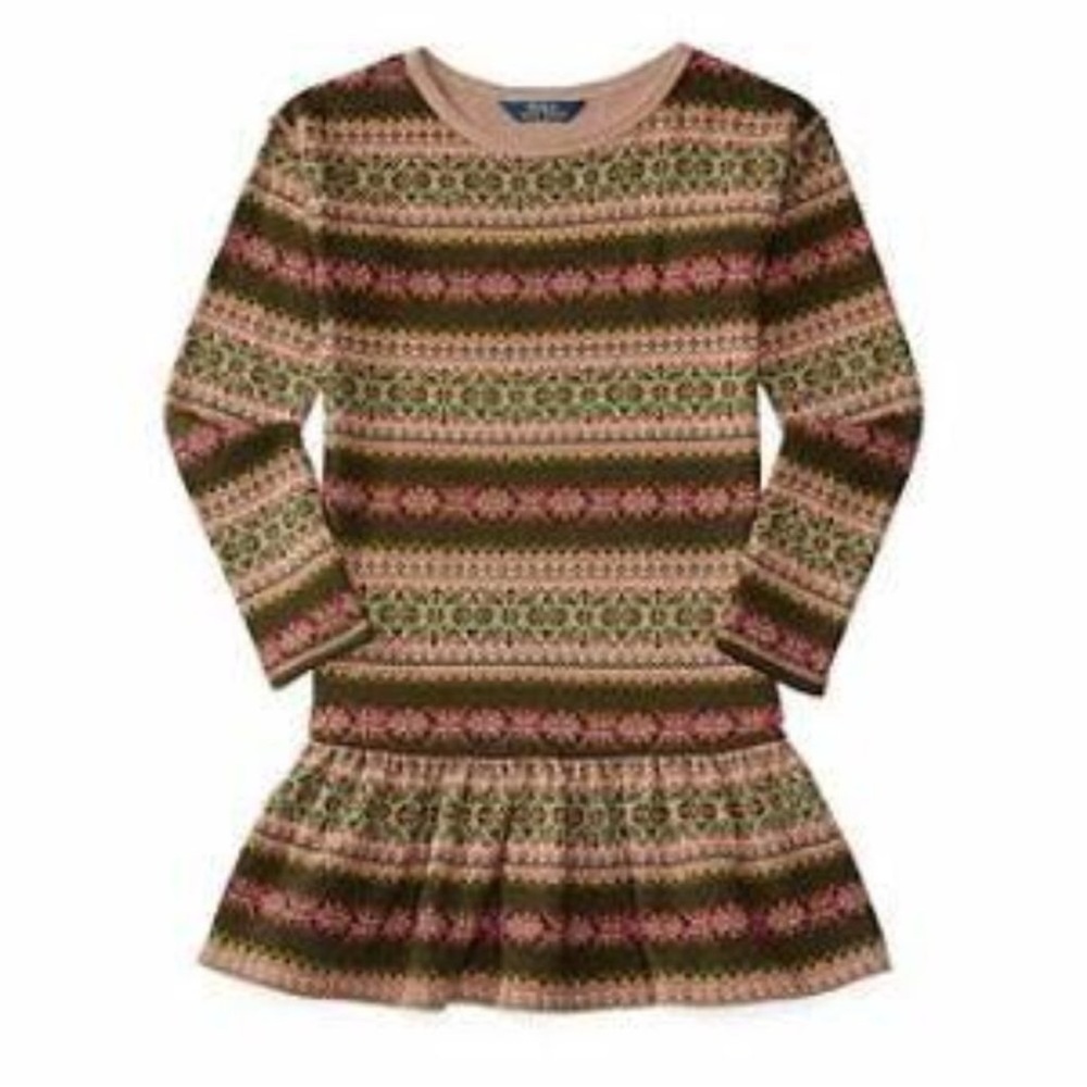 Polo Ralph Lauren Girl’s Fair Isle Long Sleeve Sweater Dress, Size 12-14